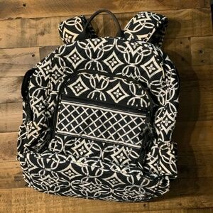 Vera Bradley Cotton Campus Backpack Black and White